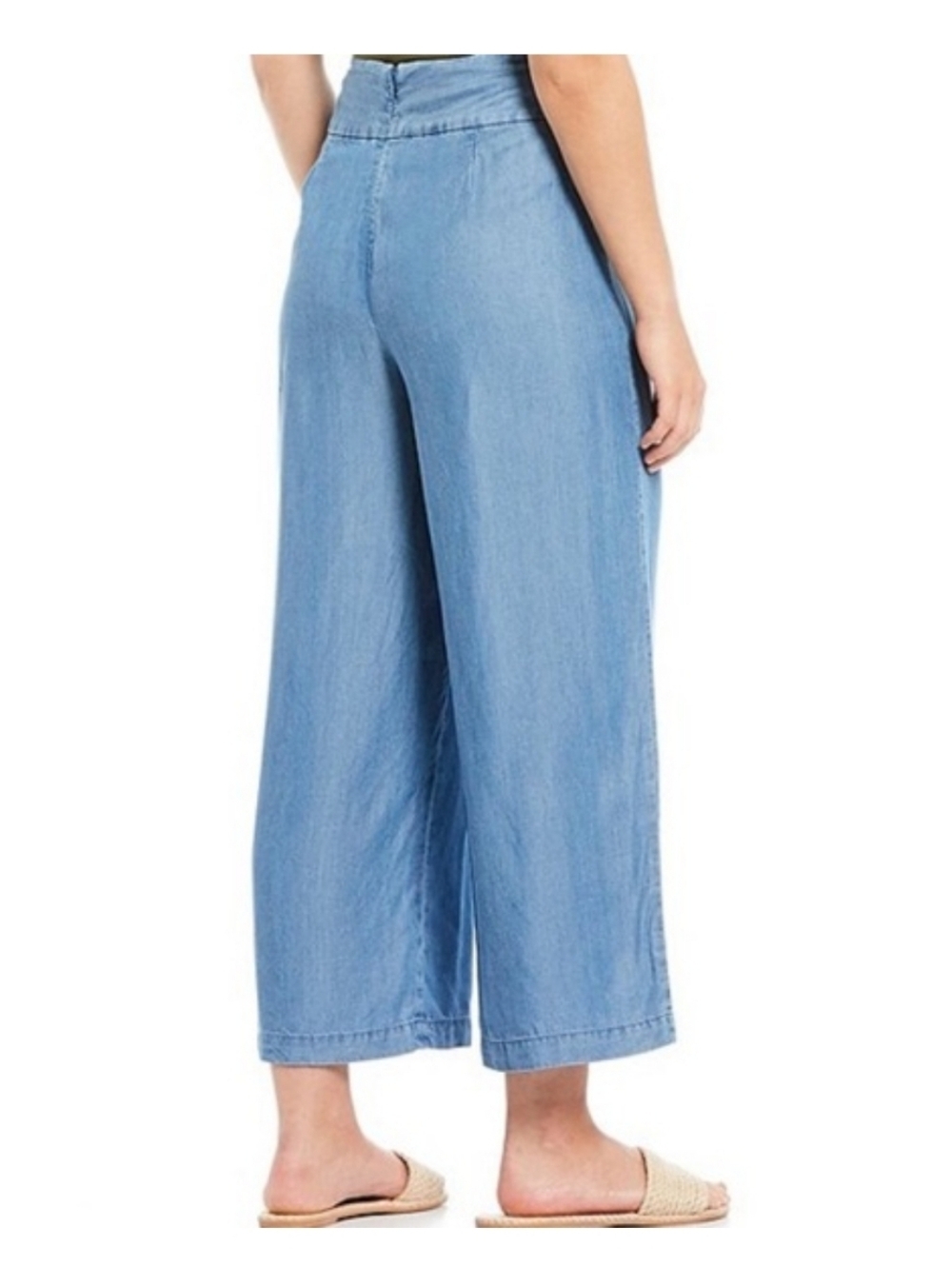 NWT Daniel Cremieux Light Chambray Tie-Waist Wide Leg Pants sz XS - Picture 2 of 5